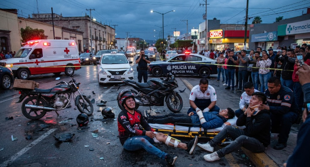Accidente en León deja a tres motociclistas lesionados