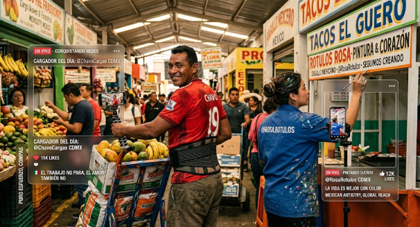 Cargadores y rotulistas mexicanos conquistan las redes al mostrar su trabajo diario